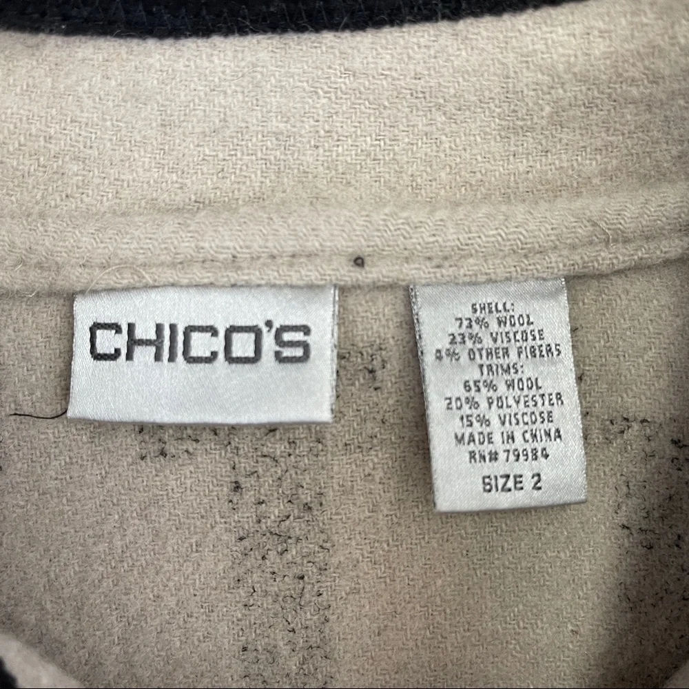 🚫SOLD🚫 Chico’s Southwestern Black Red Aztec Print Buffalo Nickel Buttons Wool - Picture 15 of 16